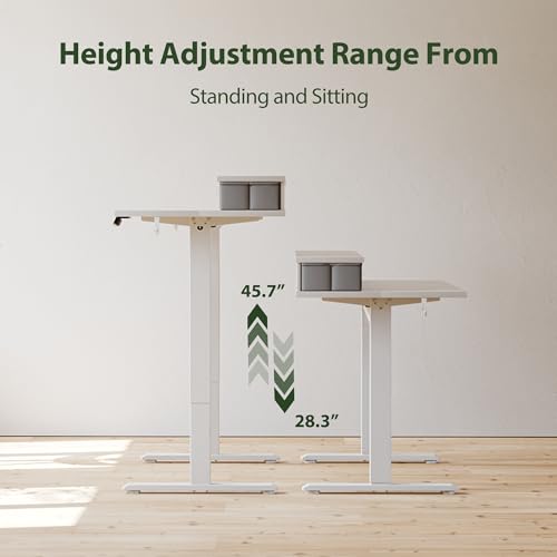 Agilestic 63 x 24 Inches Electric Standing Desk with 2 Storage Drawers, Stand Up Desk Adjustable Height, Sit and Stand Computer Table with Splice Board, White Agilestic
