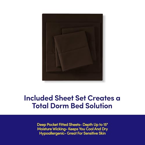 Dorm Room Essentials College Bedding Comforter Set 5 Piece Twin Size Bed in a Bag for College Students Boys and Girls, Twin, Chocolate Brown Sweet Home Collection