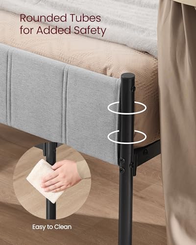 VASAGLE Full Bed Frame with Upholstered Headboard, Metal Bed Frame Full Size with Footboard, 1100 lb Weight Capacity, Steel Slats, Easy Assembly, No Box Spring Needed, Dove Gray URMB982G01V1 VASAGLE