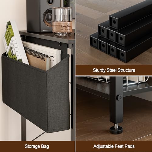Grandder 40 Inch L Shaped Computer Desk with Reversible Storage Shelves, Home Office Corner Desk Study Writing Table with Hutch, Study, Black Grandder