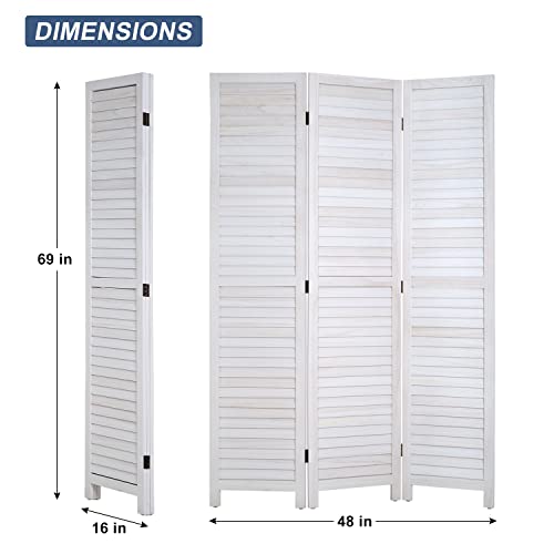 3 Panel Room Divider Privacy Screen 5.57 Ft Tall Privacy Wall Divider 66.9" x 15.7" Each Panel Folding Wood Screen for Home Office Bedroom Restaurant FDW