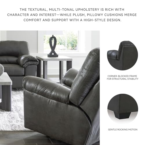 Signature Design by Ashley Bladen Faux Leather Manual Rocker Recliner, Gray Signature Design by Ashley