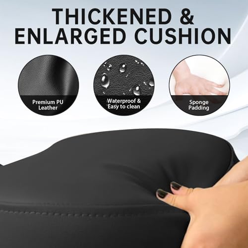 PU Leather Ergonomic Kneeling Chair, Adjustable Home and Office Stool with Thick Pads and Flexible Lockable Brake Wheels for Back Pain Relief(Black) DENGTELI