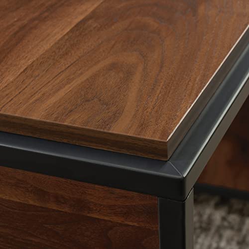 Sauder Nova Loft Single Ped Desk, L: 48.74" x W: 24.96" x H: 29.53", Grand Walnut Finish Sauder