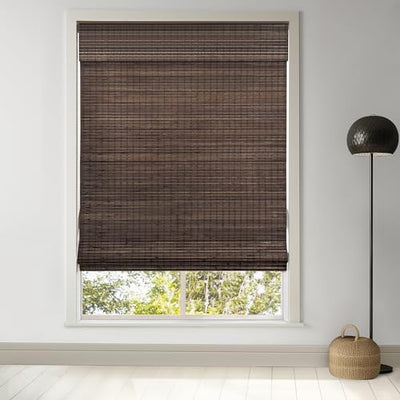 LazBlinds Cordless Bamboo Roman Shades, Privacy Blinds for Interior Windows, Room Darkening Roll Up Bamboo Blinds for Home & Patio, 27.5" W x 64" H, BDP-Espresso
