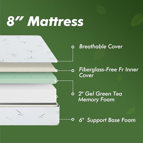 Emerspring 8 Inch Twin Gel Memory Foam Mattress Medium-Firm Mattress, Premium Pressure, Mattress in a Box, CertiPUR-US Certified Emerspring