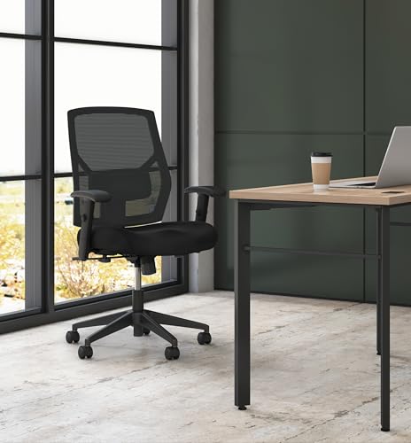 HON Crio Ergonomic Office Chair, High Back Task Chair with Adjustable Arms, Lumbar Support, 360 Swivel, Center-Tilt Recline, for Desks, Computers, Home Office, Black HON