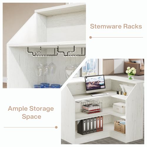 Tribesigns Reception Desk with Storage Shelves, L-Shaped Modern Front Desk, Reception Counter Table for Small Office, Salon, Checkout, White Tribesigns