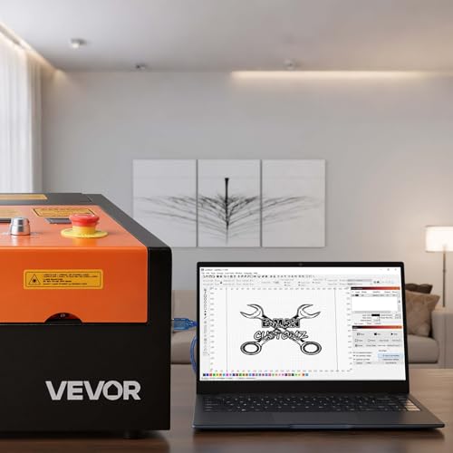 VEVOR 45W CO2 Laser Engraver, 12 x 8 in, Desktop CO2 Laser Engraver Cutter Machine with Rotary Axis, Air Assist, Engraving Machine Compatible with LightBurn CorelDRAW GRBL, for Wood Acrylic Glass VEVOR