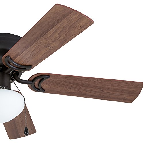 Prominence Home Alvina, 42 Inch Traditional Flush Mount Indoor LED Ceiling Fan with Light, Pull Chain, Dual Finish Blades, Reversible Motor - 50860-01 (Bronze) Prominence Home