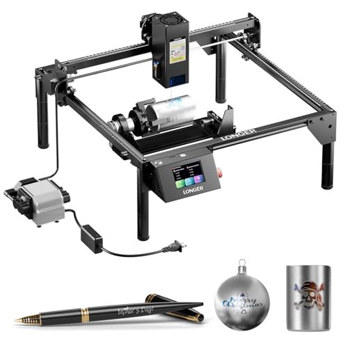 Longer RAY5 20000mW Laser Engraver with Air Assist Kit, 4-in-1 Chuck jaw kit, and 12 Pcs Raiser, CNC, App Offline Control, DIY Engraving Tool for Metal/Glass/Wood, Class 4 Longer