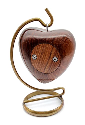 Wooden Heart Urn Keepsake Cremation Urn for Human pet Ashes Handcrafted Urn Heart Shaped - Perfect for Adults & Infants with Brass Stand 6inch with 5MOONSUN5