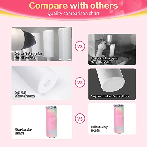 UIRZOTN 25 Pack 20 OZ Sublimation Tumbler Blanks Skinny Straight in Bulk, Stainless Steel Insulated Sublimation Tumbler with Polymer Coating for Heat Transfer, With Lid, Straw, ribbon, Gift Box UIRZOTN