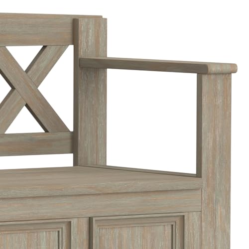 SIMPLIHOME Amherst Entryway Storage Bench - 48 inch Wide Solid Wood Hallway Seat in Distressed Grey, Transitional Bench for Entryway or Living Room with Lift-Up Lid and Spacious Storage SIMPLIHOME