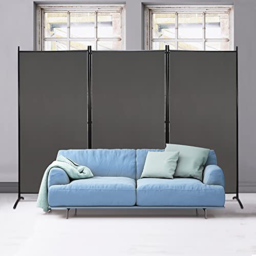MAYOLIAH Partition Room Dividers 3 Panel Folding Privacy Screens 6 Ft Tall Portable Office Walls Dividers for Room Separator 102"x20"x71", Grey MAYOLIAH