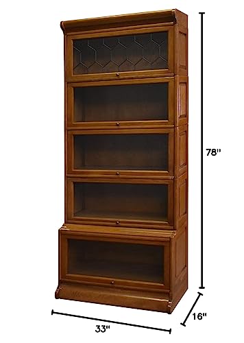 Crafters and Weavers Arts and Crafts 5-Stack Wood Barrister Bookcase in Cherry Crafters and Weavers