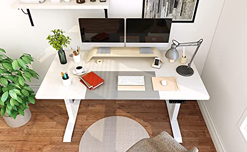 Homall Height Adjustable Electric Standing Desk, 55 x 28 Inches Stand Up Desk, Sit Stand Home Office Desk Computer Workstation with T-Shaped Metal Bracket (White) Homall