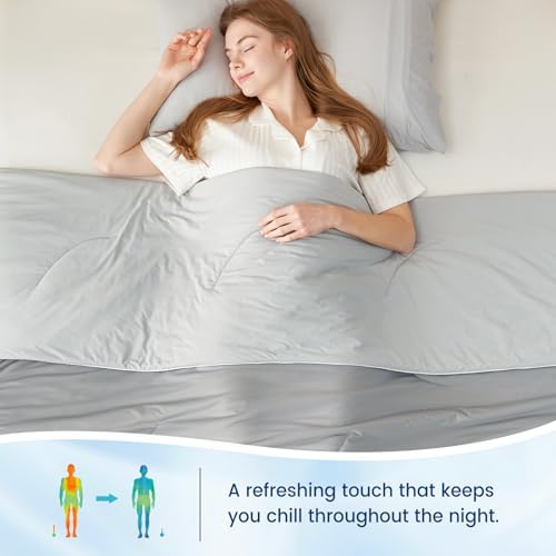 Cozy Bliss Cooling Comforter King Size, Reversible Lightweight Cooling Blankets for Hot Sleepers and Night Sweats, Q-Max>0.45 Soft Breathable Silky Smooth Summer Comforter, Cool Grey, 106"x90" Cozy Bliss