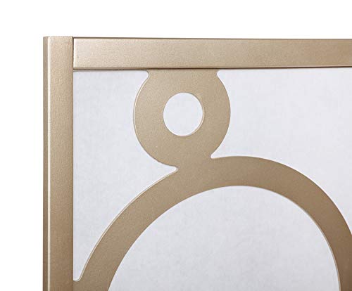 Roundhill Furniture Arvada 4-Panel Wood Room Divider with Circle Pattern, Gold Roundhill Furniture