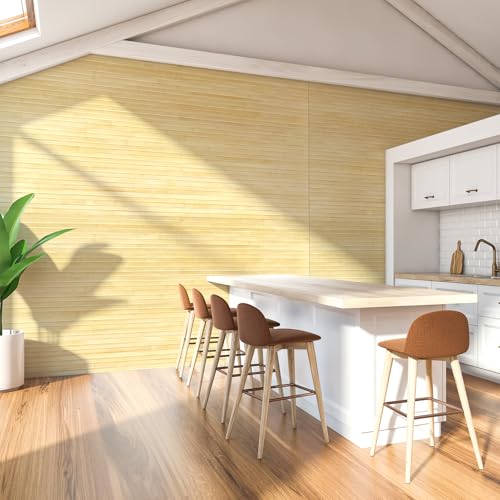 Art3d Natural Bamboo Wall Panel for Interior Wall Decor, Renewable Pole Wrap Wainscoting Paneling for Wall Ceiling Furniture Cabinet Office, 48 x 96 Inch - Raw Art3d