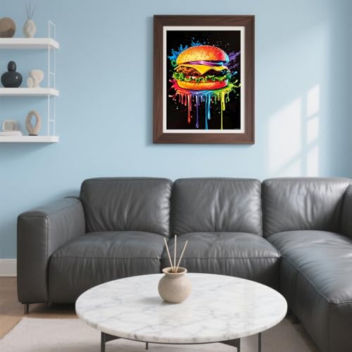 UIBDVKS 5D Diamond Painting Kits for Adults The Tasty Hamburger Diamond Art Kit DIY Full Round Drill Food with Diamonds Gem Art Help Relieve Stress 12x16 inch UIBDVKS