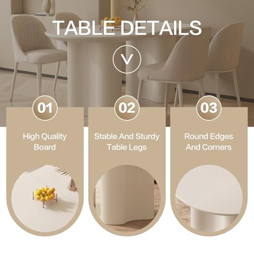 GraceNook 55.11" Modern White Dining Table, Funky Oval Kitchen Table with Powerful Ripple Support Legs for Dining Room, Kitchen, Home Office GraceNook