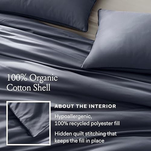 BOLL & BRANCH Signature Comforter Set - Full/Queen, Sageleaf - Duvet Insert and Cover in One Layer - Luxury Organic Cotton, Down Alternative, Hypoallergenic, All-Season - 1 Comforter and 2 Shams BOLL & BRANCH