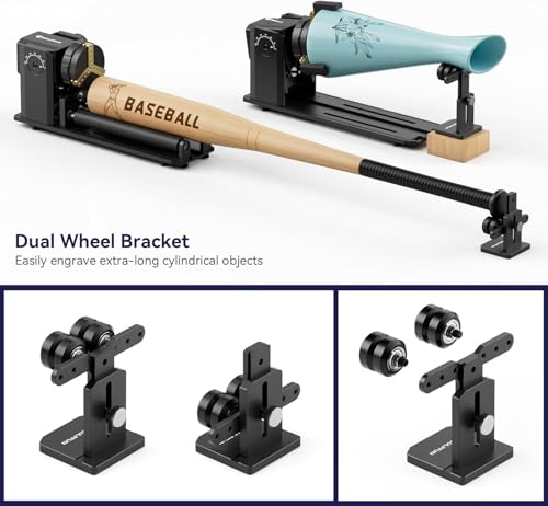 SCULPFUN RA Pro Max 4 in 1 Rotary Roller Chuck, Laser Roller Engraving Machine, 180° Adjustable Angle Dual Wheel Extension Bracket Cylindrical Object Processing for S9 S30 Ultra Series Laser Engraver SCULPFUN
