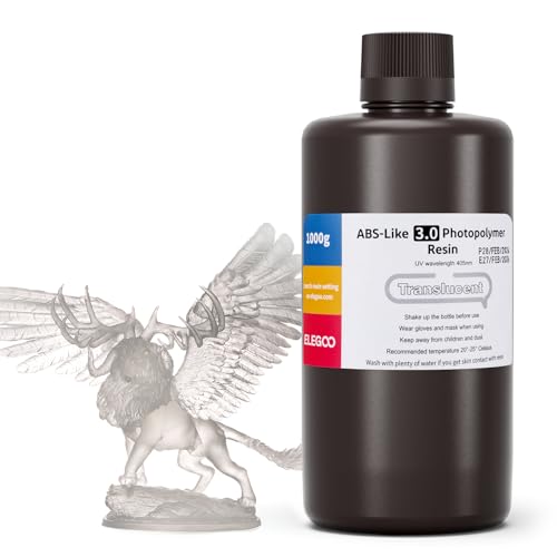ELEGOO ABS-Like 3D Printer Resin 3.0 1000g Translucent, High Precise Printing Resin, Upgraded Toughness and Strength, 405nm LCD UV-Curing for MSLA/LCD/DLP 3D Printer ELEGOO