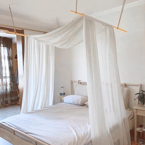 King Canopy Bed Curtains - Queen & Full Bed 60 * 225in White Tulle Canopy Bed Scarf, Sheer Bed Drapes for Twin Girls to Adult Beds