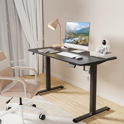 MOUNTUP Electric Height Adjustable Standing Desk, 48 x 24 Inches Sit Stand Desk with Memory Controller, Ergonomic Stand Up Desk for Home Office with Splice Board, Black MOUNTUP