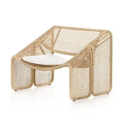 Generic Modern Nordic Rattan Lounge Chair – Elegant Velvet Outdoor/Indoor Sofa Chair, 35.43*27.55*27.55 inches, Brown Generic