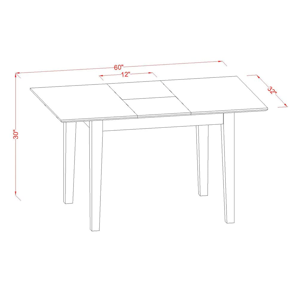 East West Furniture Picasso Modern Kitchen Rectangle Dining Table Top with Butterfly Leaf, 32x60 Inch, Mahogany East West Furniture