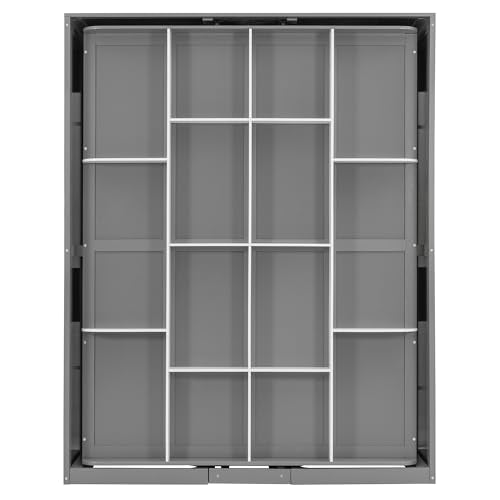 Merax Rotating Queen Murphy Bed with Hidden Storage Racks, Space-Saving Multifunctional Wall Bed for Home Office & Small Rooms Merax