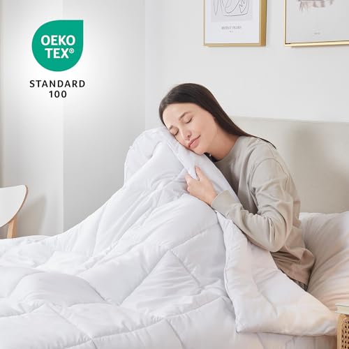 Nestl Quilted Down Alternative Comforter - Twin XL Size, All Season White Duvet Insert with Corner Tabs Nestl