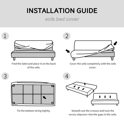 Armless Sofa Bed Slipcover Couch Cover Without Armrests Stretch Folding Futon Cover Elastic Removable (Color : Pink, Size : L(160-190cm)) Generic