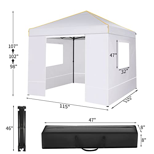 COBIZI 10x10 Canopy Tent with Sidewalls and Mesh Windows 2.0,10x10 Pop up Tent for Parties,Commercial Instant Canopies with Heavy Duty Bag,White Gazebo for Outdoor Activities COBIZI