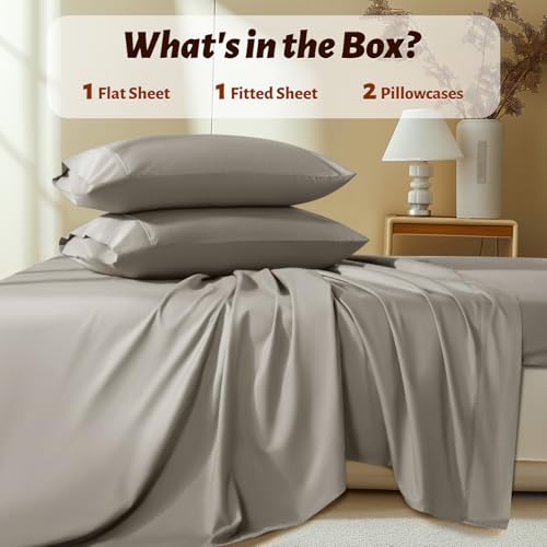 Shilucheng 100% Egyptian Cotton King Size Sheets Set - 1000 Thread Count,Luxury Cotton Bed Sheets,Breathable & Cooling Bedding and Pillow Cases, 16 Inch Deep Pocket - 4 Piece (Taupe, King) Shilucheng