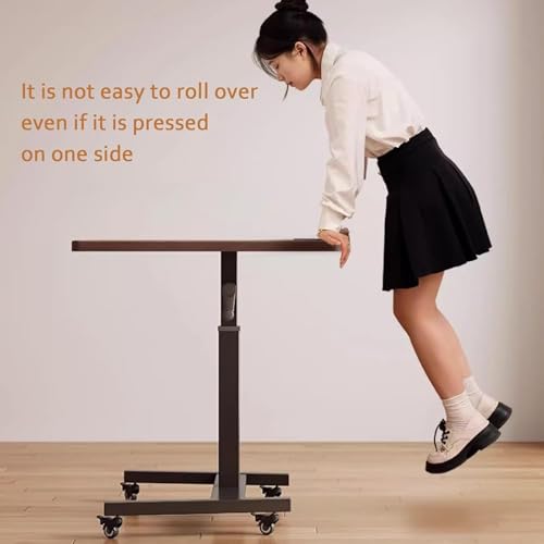 VITIWEDTY Foldable Manual Crank Standing Desk, Adjustable Sit-Stand Office Desk with Movable Wheels, Easy to Install for Home and Office (White One Size) VITIWEDTY
