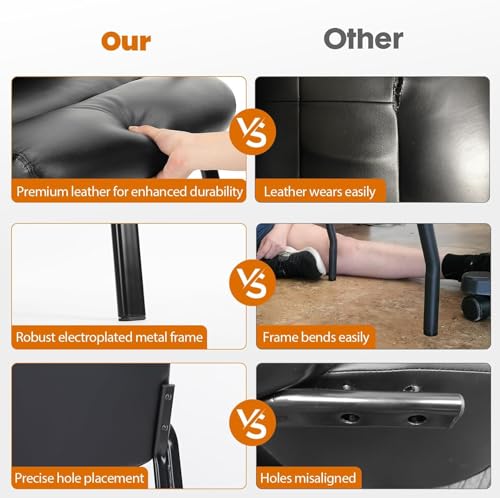 Sweetcrispy Office Reception Guest Waiting Room Chairs Set of 4, Leather Stationary Chair No Wheels with Padded Arms for Elderly Desk Conference Room Lobby, Inky