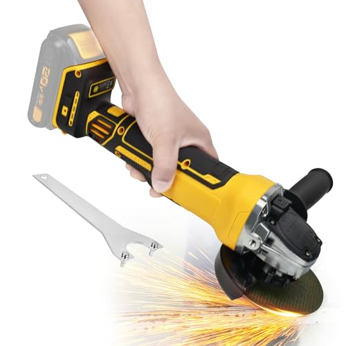 Cordless Angle Grinder for Dewalt 20v Batteries, 6600RPM Brushless Electric Grinder, 4 Variable Speed Metal Grinder for 4.9''Wheels with Adjustable Auxiliary Handle for Cutting, Polishing(No Battery) HLiePiHa