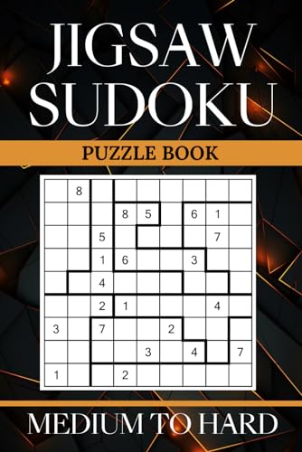 Jigsaw Sudoku Puzzle Book: 200 Medium to Hard Irregular Sudoku Puzzles with Solutions | Large Print Jigsaw Sudoku, only 2 Puzzles per Page | Challenge your Mind with Sudoku Variants WoodArtSupply