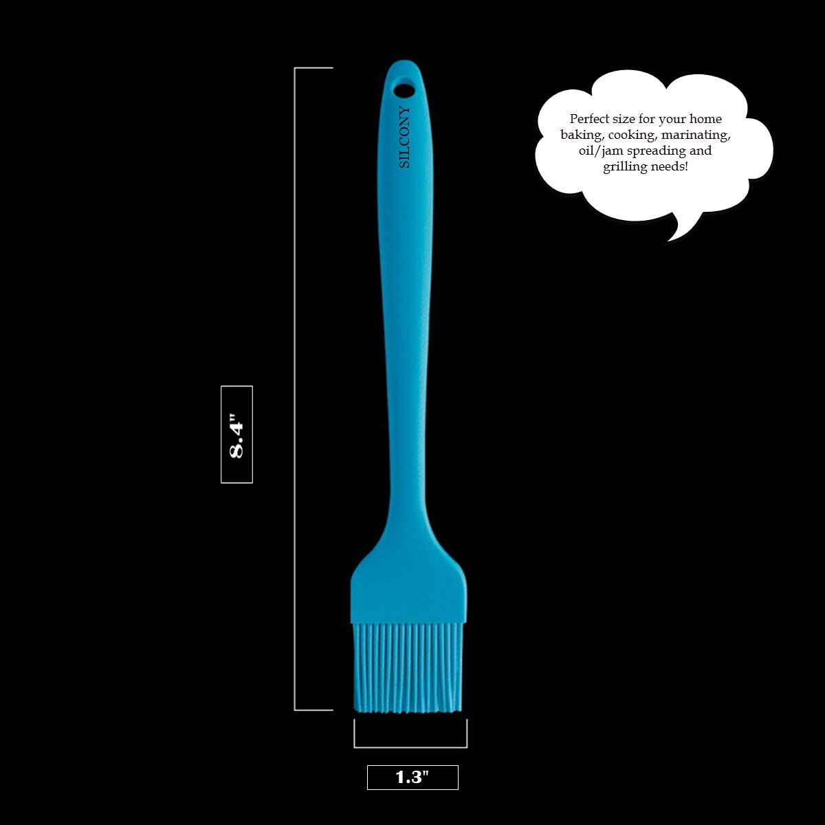 SILCONY 8.4" Silicone Basting Pastry Brush - Perfect for Oil Butter Spread, Marinades, Baste, BBQ, Grill, Cooking - BPA Free, Food Grade Material, Dishwasher Safe (3, 8.4 Inches) Silcony