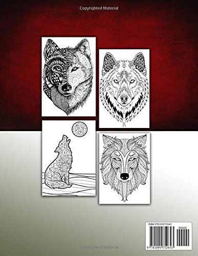 The Wolf - Adults Coloring Book: Relaxing Wolf Heads To Color – Gothic Tattoo Style Patterns for Adults & Teens Majosta