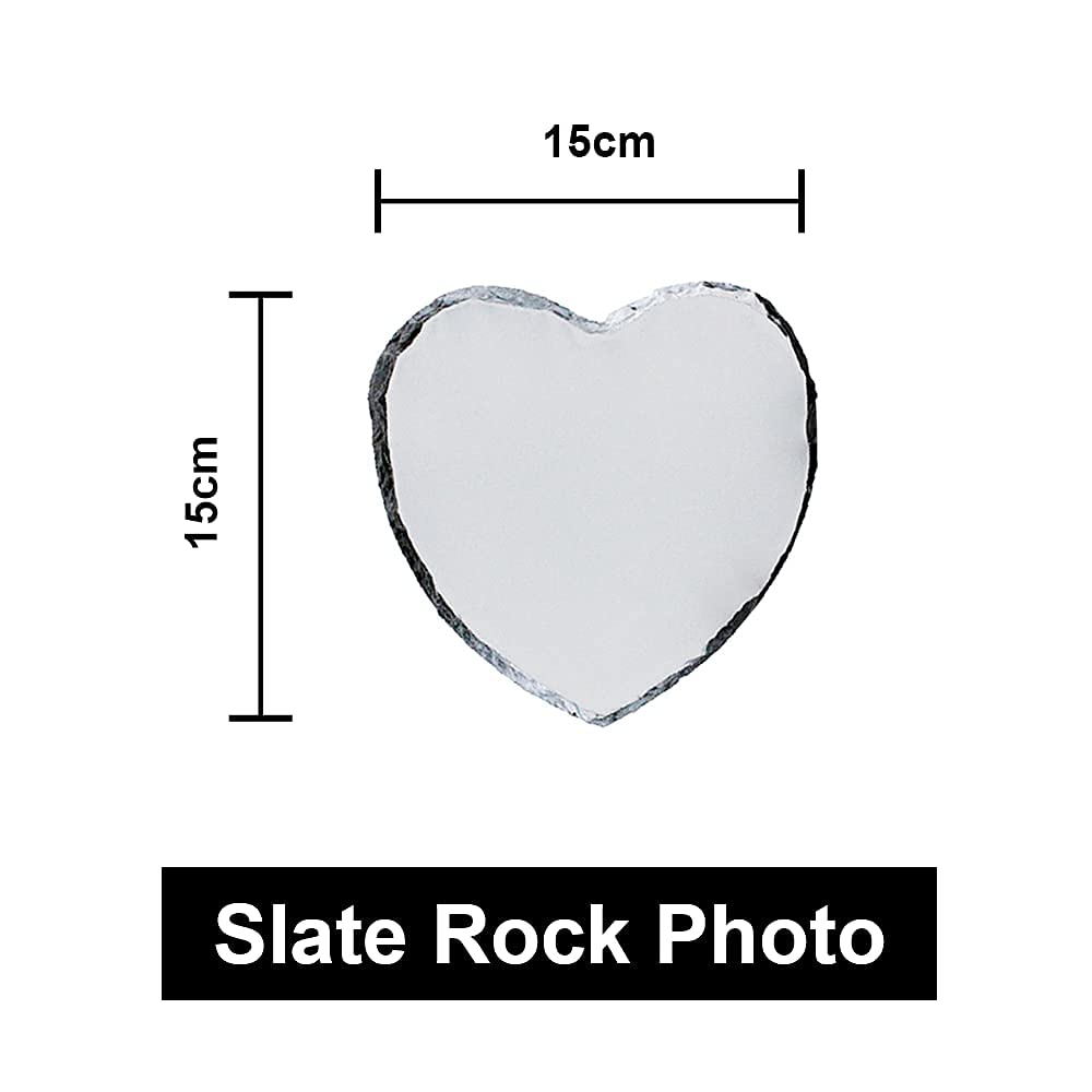 MR.R Heart Rock Slate Photo Plaque Picture Frame, Customized Photo Frame Novelty for Wedding,Birthday,Baby Birth,5.95.9 inch MR.R