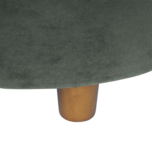 HomePop Home Decor | Large Button Tufted Velvet Round Storage Ottoman | Ottoman with Storage for Living Room & Bedroom, Loden Green Velvet, 28" HomePop