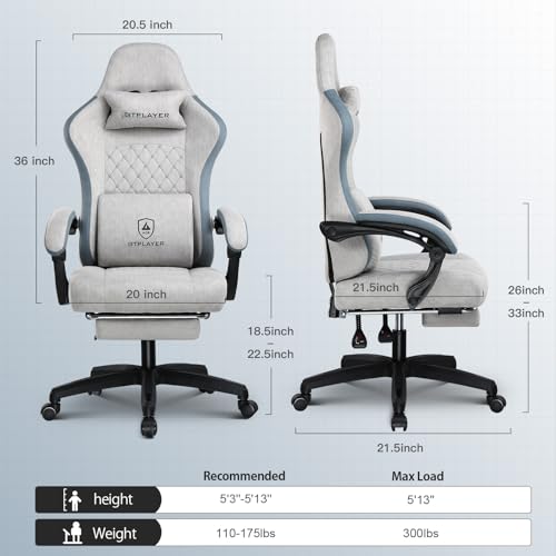GTPLAYER Gaming Chair, Computer Office Chair with Pocket Spring Cushion, Linkage Armrests and Footrest, High Back Ergonomic Computer Chair with Lumbar Support Task Chair with Footrest GTPLAYER