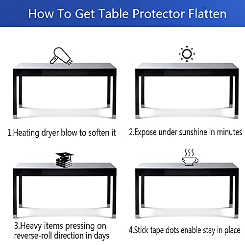 Clear Plastic Dining Table Protector Tablecloth Desk Blotter Pad Mat Wooden Furniture Coffee Glass End Side Console Corner Bar Table Top Protection Countertop Cover Waterproof PVC Vinyl 20x36 Inch SPLENDEFUL
