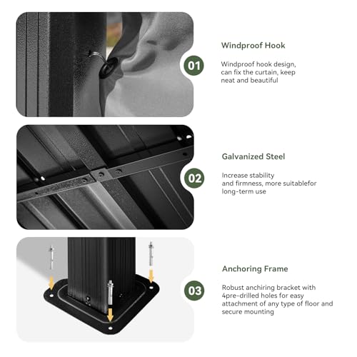 Aoxun 12FT X 16FT Hardtop Gazebo, Outdoor Pergolas with Mosquito Netting and Curtains, Galvanized Steel Double Roof Permanent Aluminum Gazebo, for Gardens, Decks, Patios, Parties Aoxun