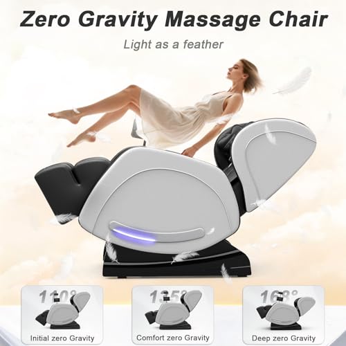 Megashock SL Track 2026 Massage Chair Full Body, Zero Gravity Massage Chair with Back Heat, 12 Fixed Rollers, Foot Massage, Airbag Massage and Bluetooth Speaker for Home and Office Megashock